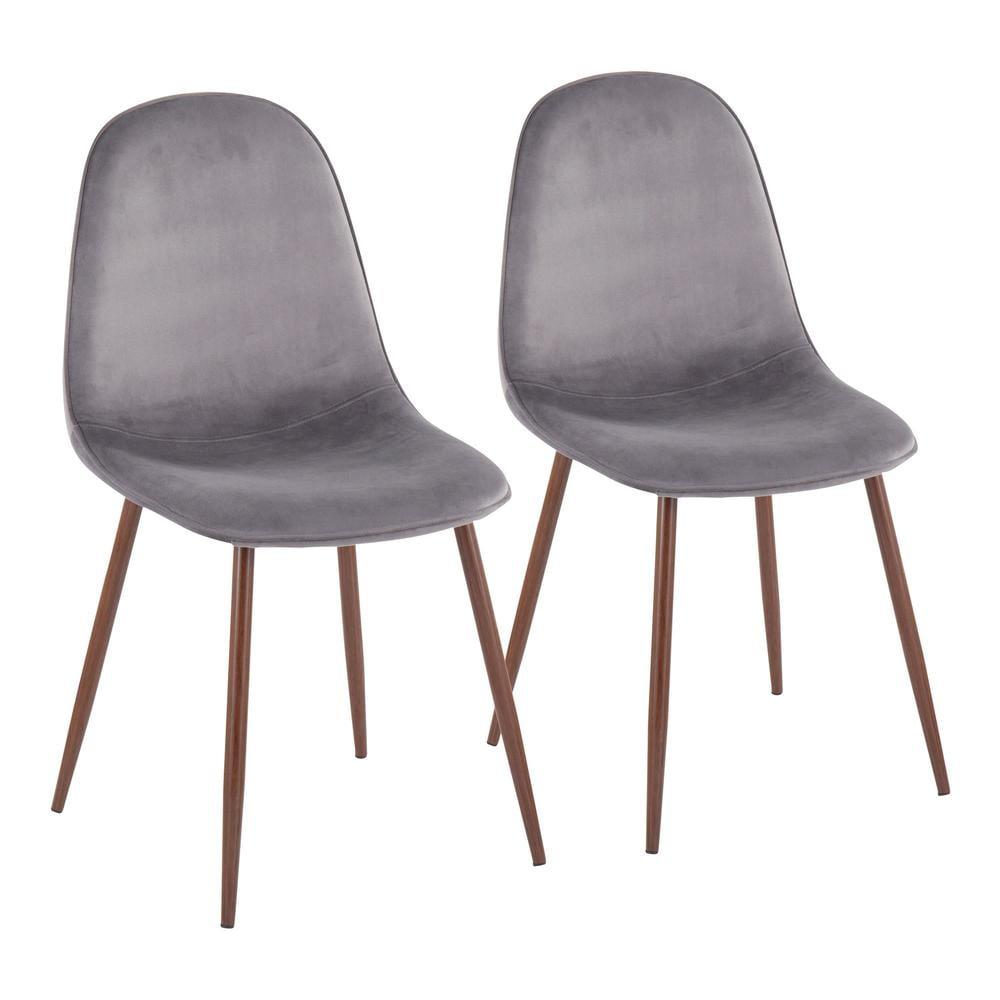 Set of 2 Pebble Mid-Century Modern Dining Chairs Walnut/Gray - LumiSource