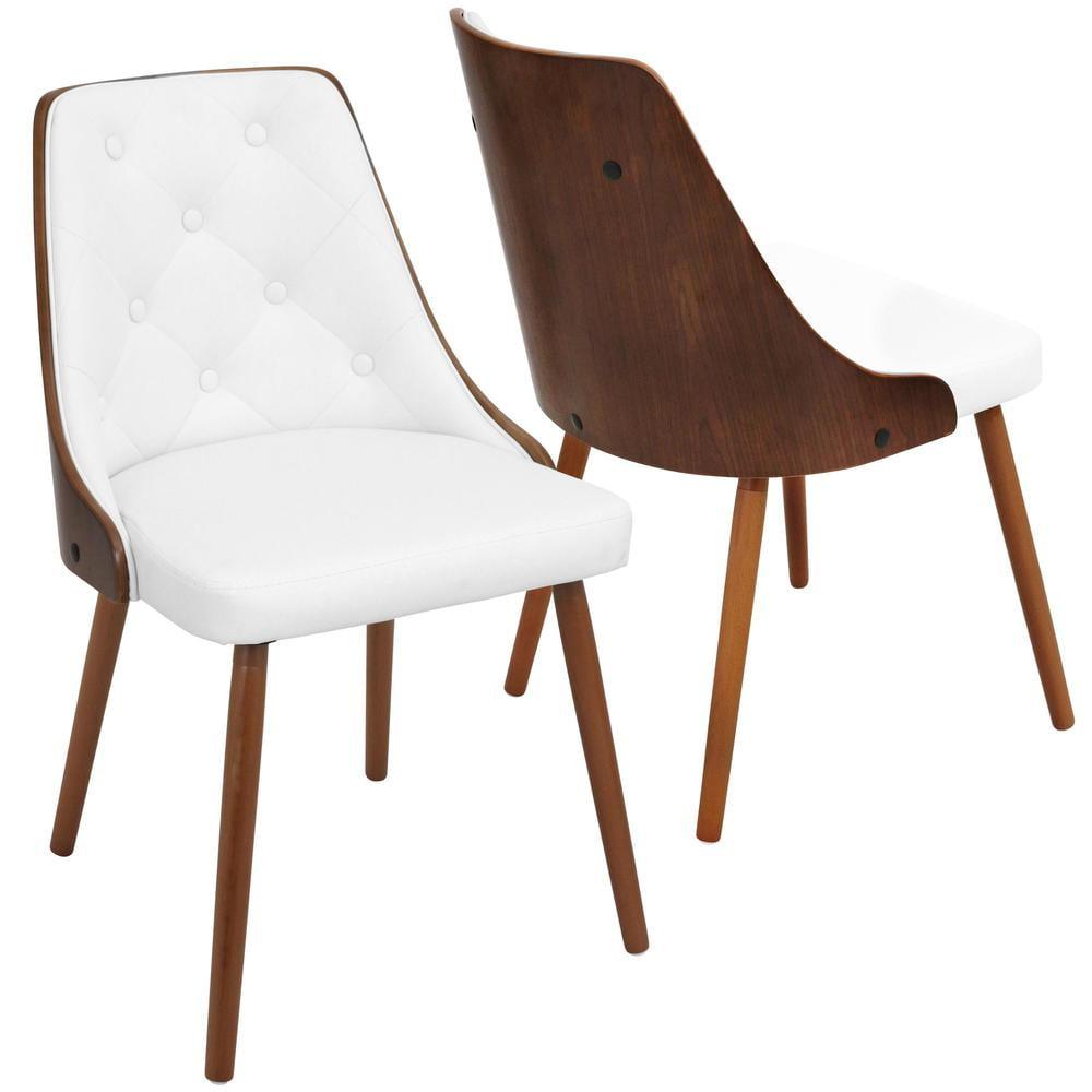 Gianna Mid Century Modern Walnut Wood Back Dining Chair Wood/White - LumiSource
