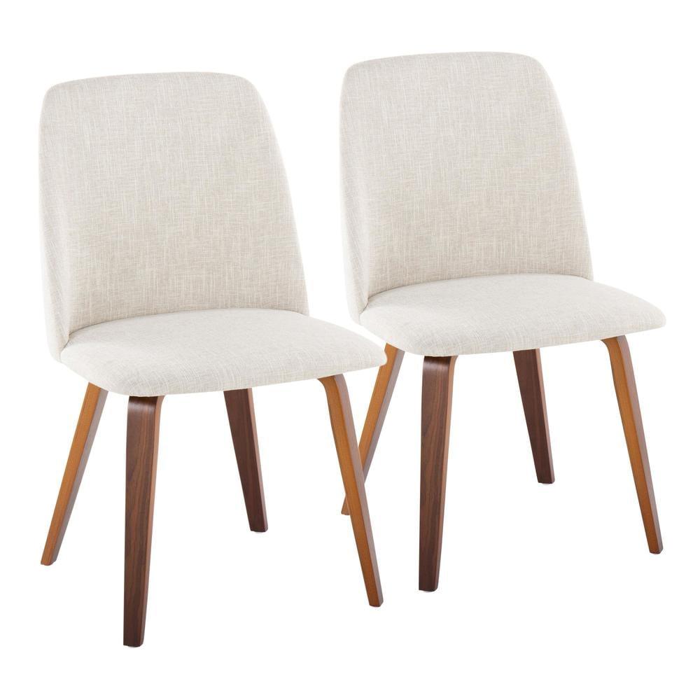 Set of 2 Toriano Dining Chairs Walnut/Beige: LumiSource, Upholstered, Mid-Century Modern, Wood Legs