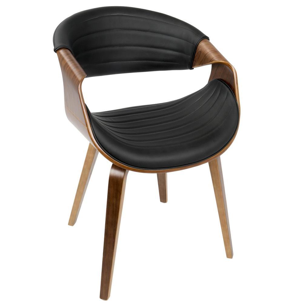 LumiSource Symphony Mid Century Modern Dining/Accent Chair Black: Upholstered, Wood Frame, Faux Leather