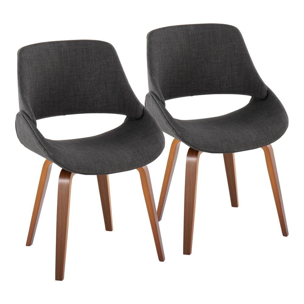 Set of 2 Fabrico Dining Chairs Walnut/Charcoal: LumiSource, Modern Kitchen Seating, Contoured Back