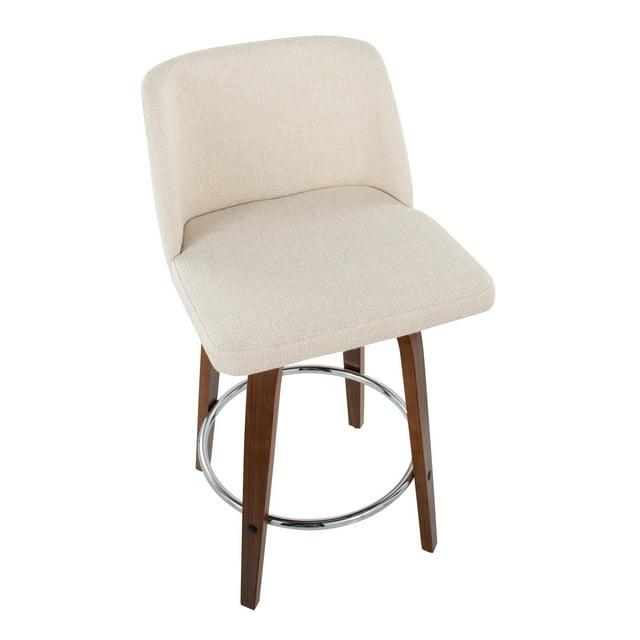 Set of 2 Toriano Counter Height Barstool : Mid-Century Tapered Leg, Swivel Seat, Footrest - LumiSource