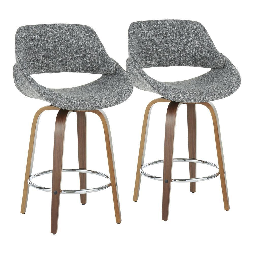 Set of 2 Fabrico Counter Height Barstool with Walnut Legs & Upholstered Seat - LumiSource