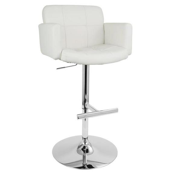 32" Stout Barstool Metal White - LumiSource: Adjustable, Swivel, with Armrests & High Back