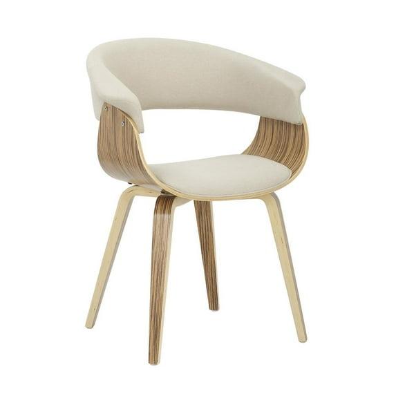 LumiSource Zebra Wood, Cream Fabric Vintage Mod Chair