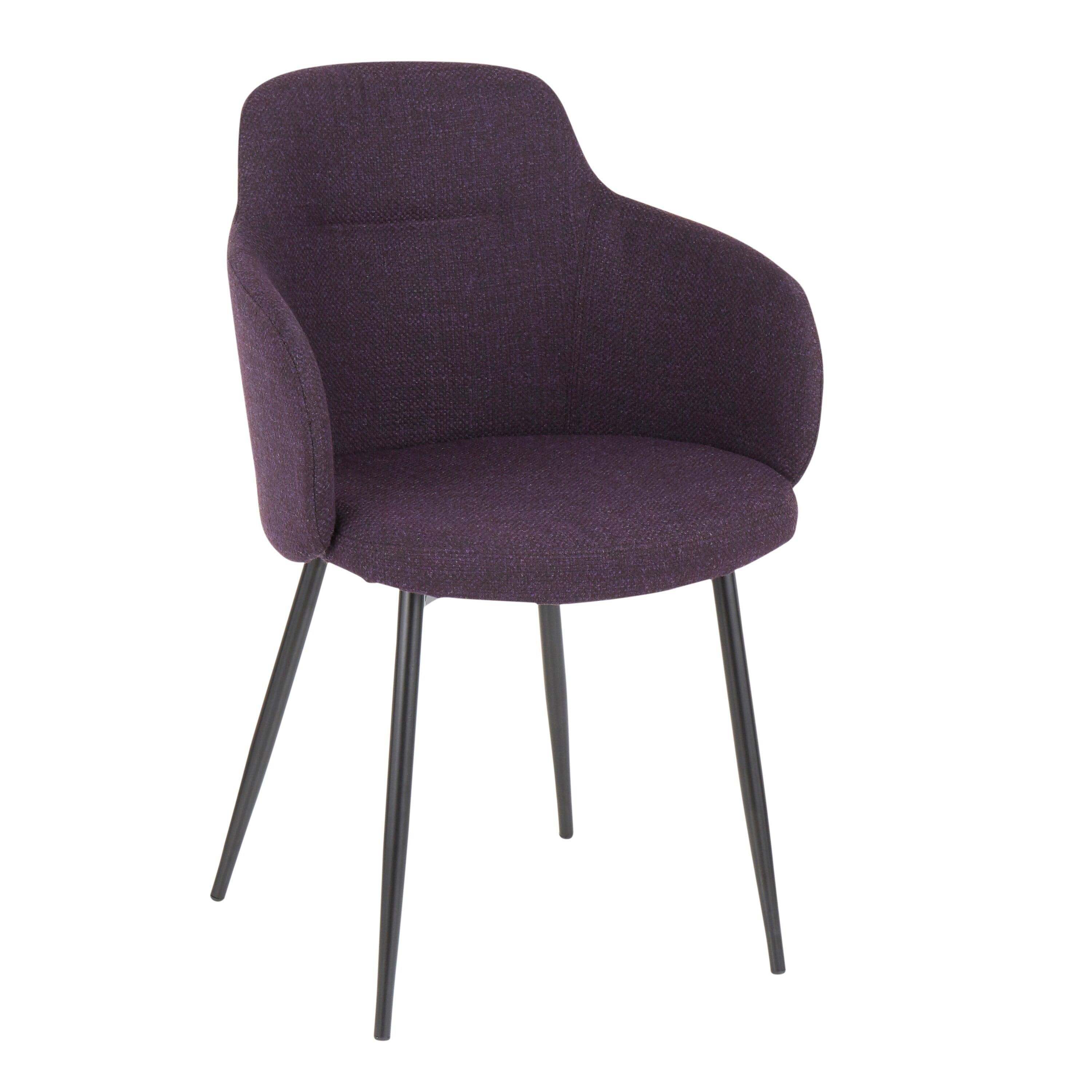 Boyne Purple Upholstered Arm Chair with Black Metal Legs