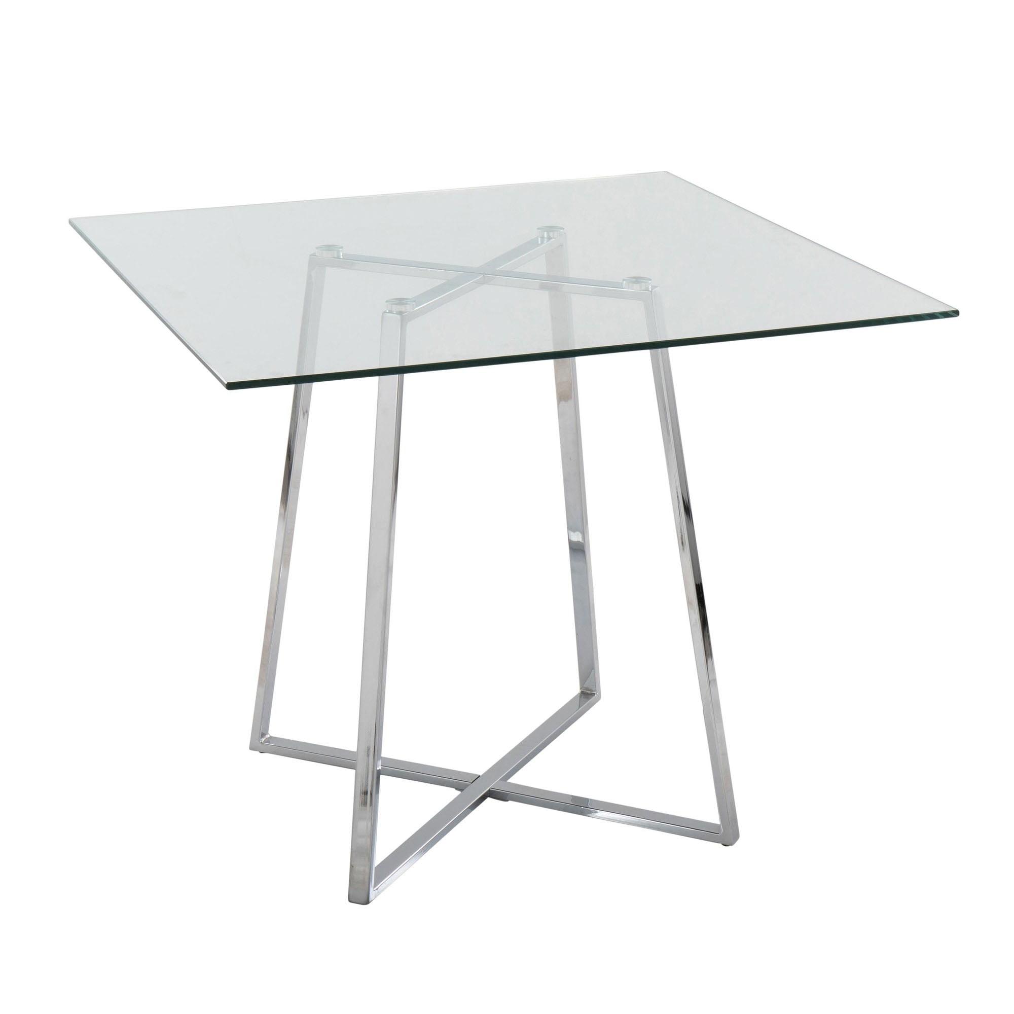36" Cosmo Square Dining Table Chrome/Clear Glass - LumiSource: Modern Pedestal, Seats 4
