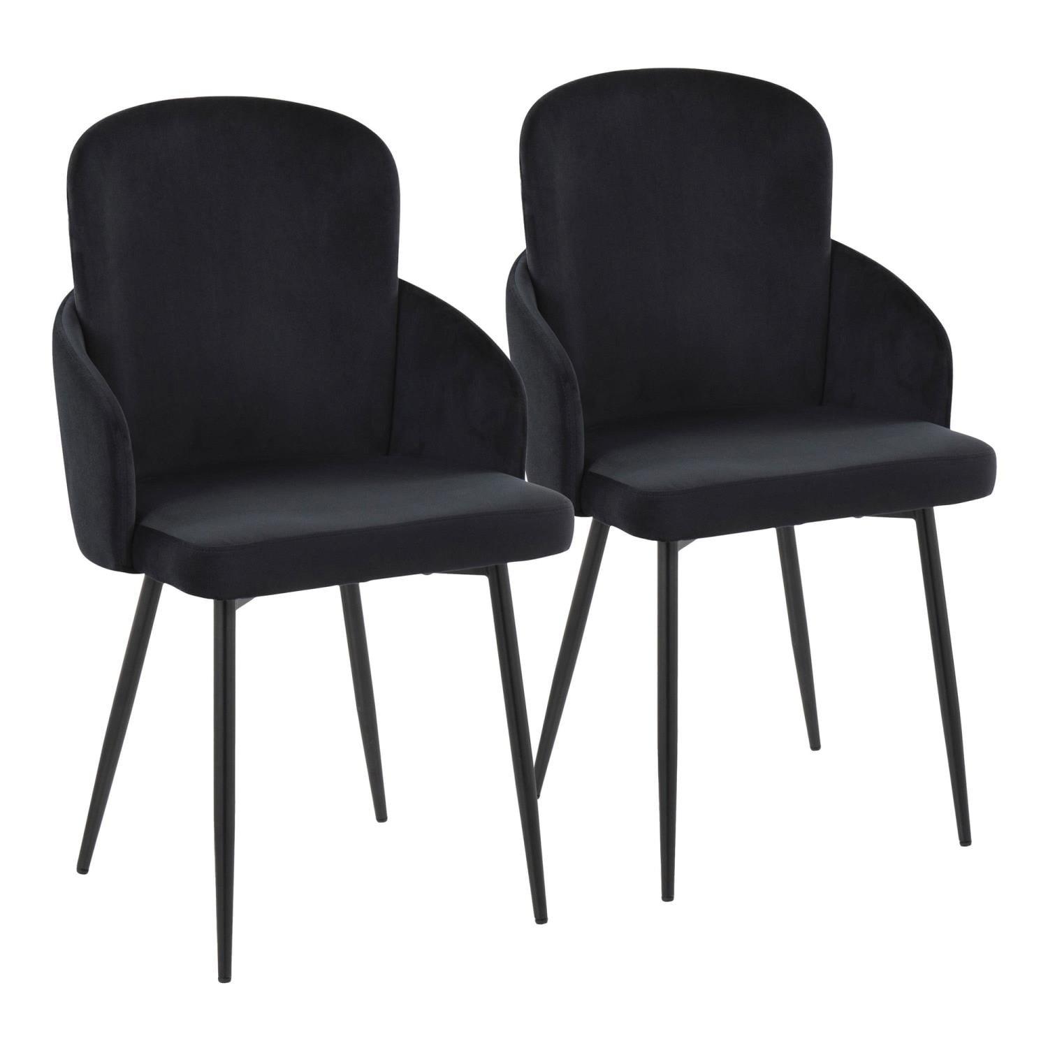 Dahlia Black Velvet Upholstered Dining Chair with Metal Legs