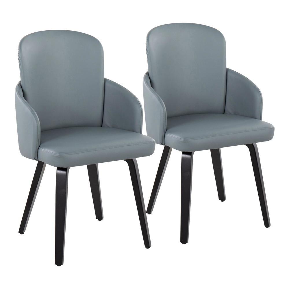 LumiSource Black Wood, Grey PU, Chrome Dahlia Dining Chair - Set of 2