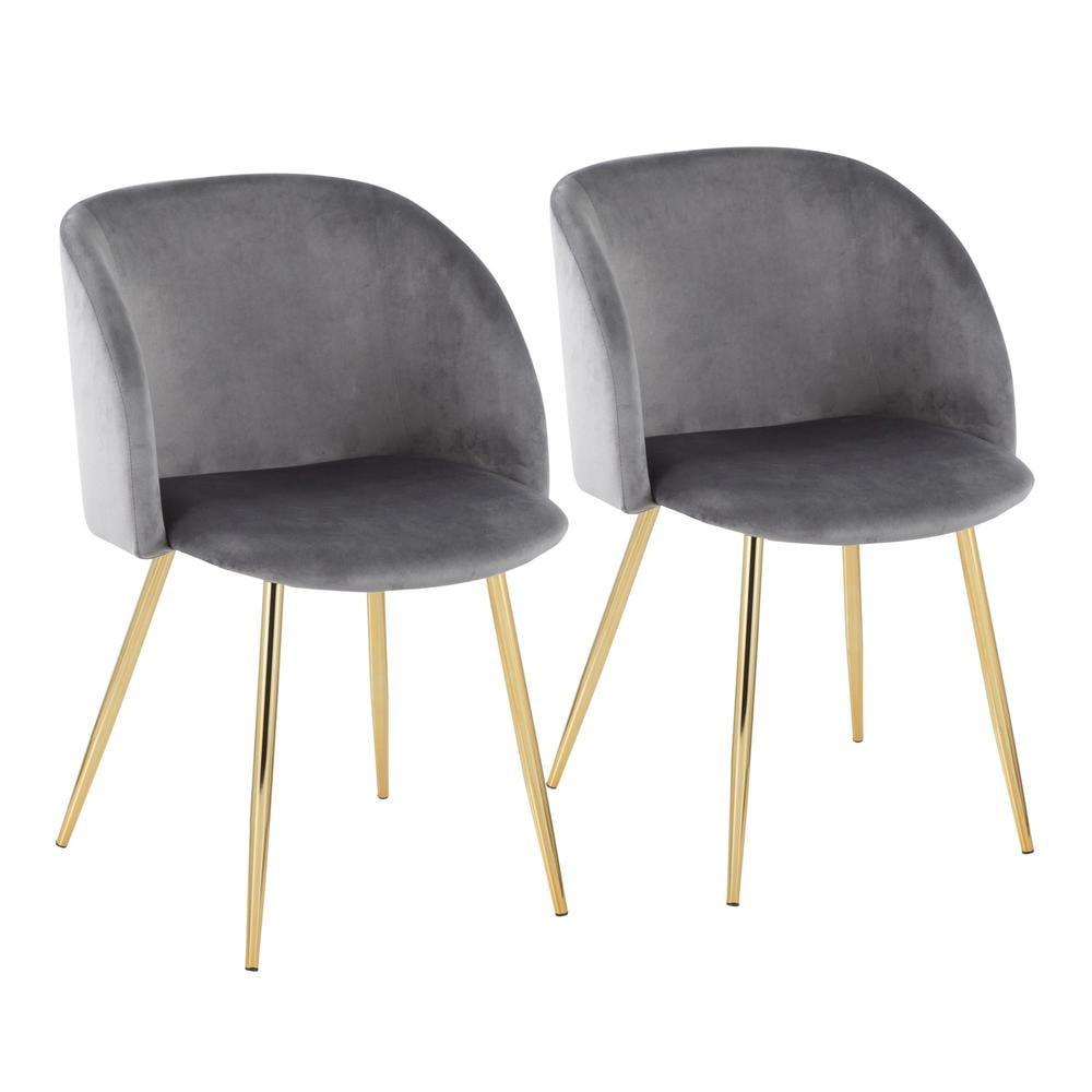 Set of 2 Fran Dining Chairs Velvet/Steel Gold/Silver - LumiSource: Modern Bucket Seat, Tapered Legs