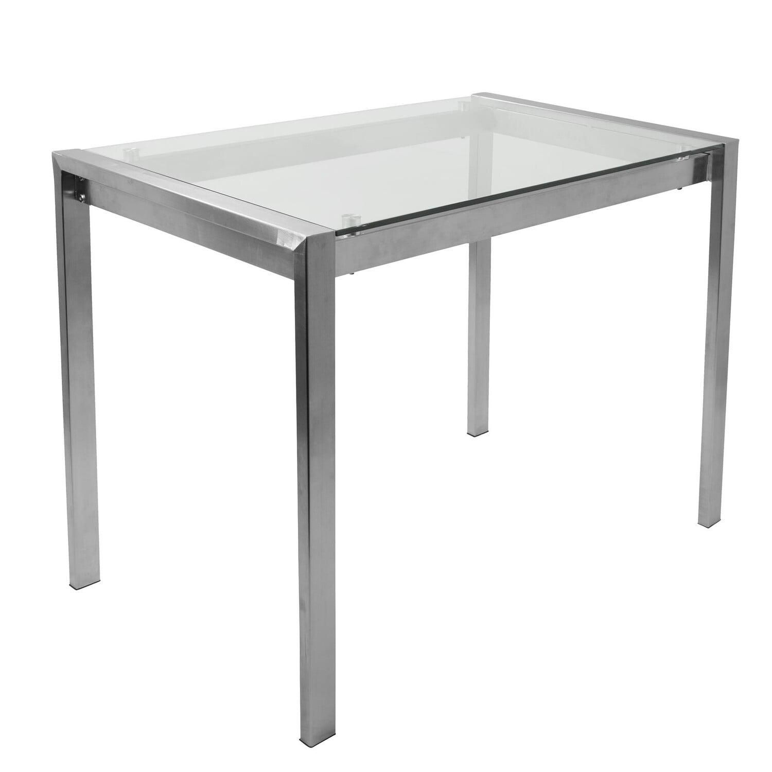 CounterHeight Table Stainless Steel - LumiSource: Contemporary Glass Top, Seats 6, Metal Frame