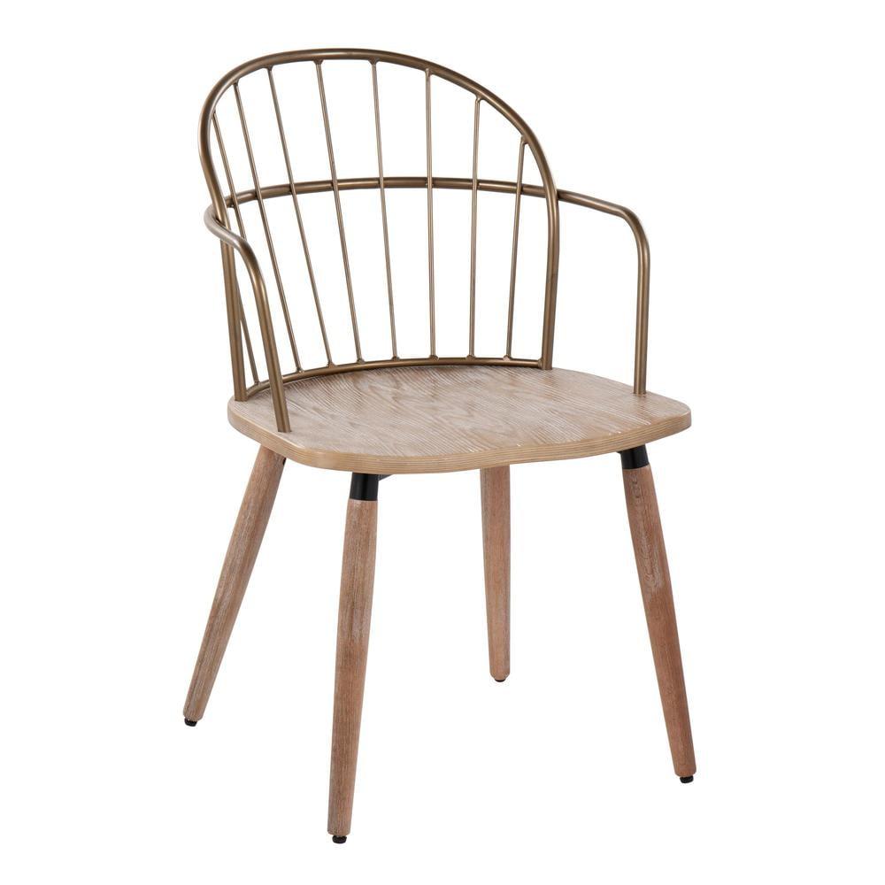 Riley Dining Chair Antique Copper/White Wash - Lumisource: Farmhouse Style, Spindle-Back, Wood & Metal Frame