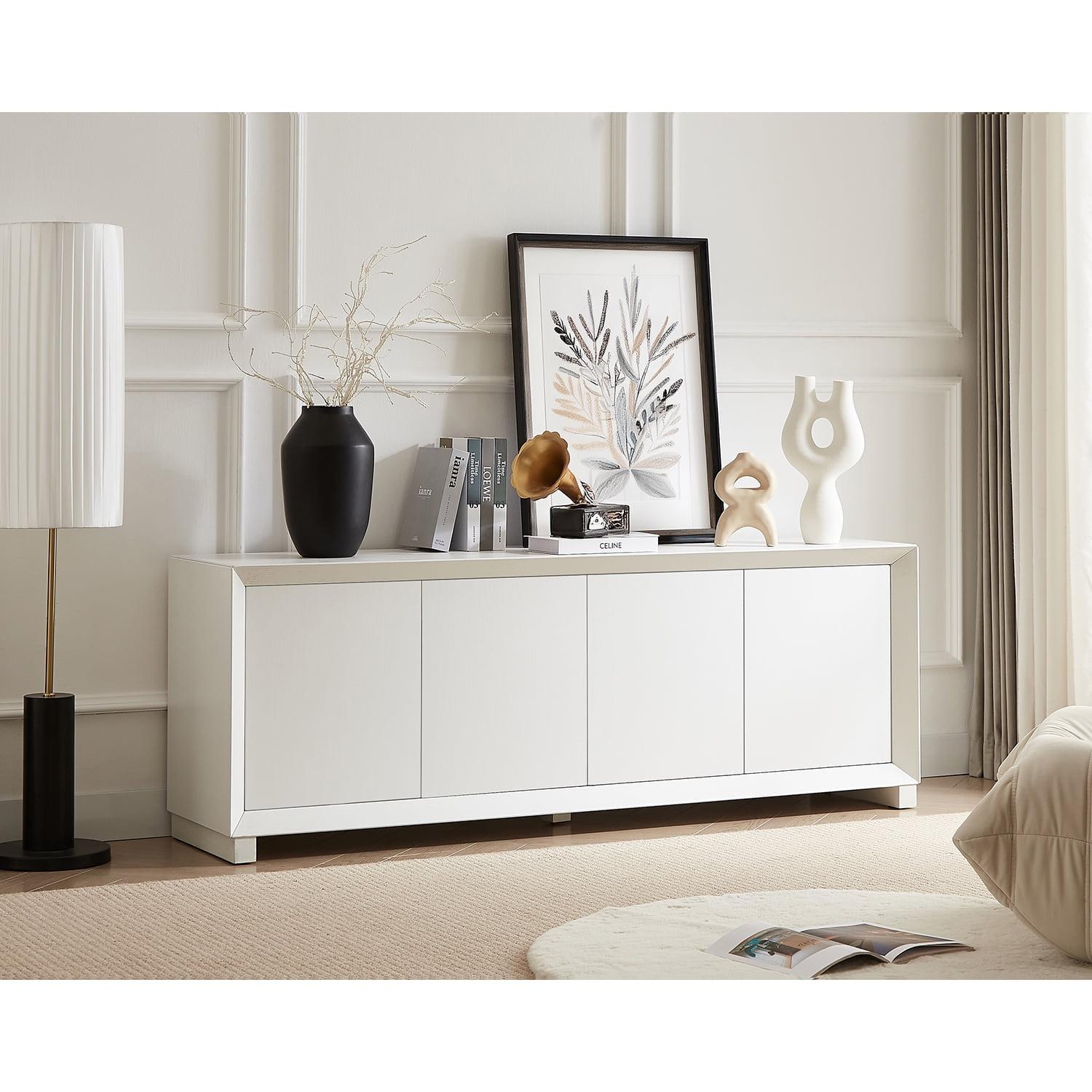 Lunale 64" White Particleboard Sideboard Storage Cabinet