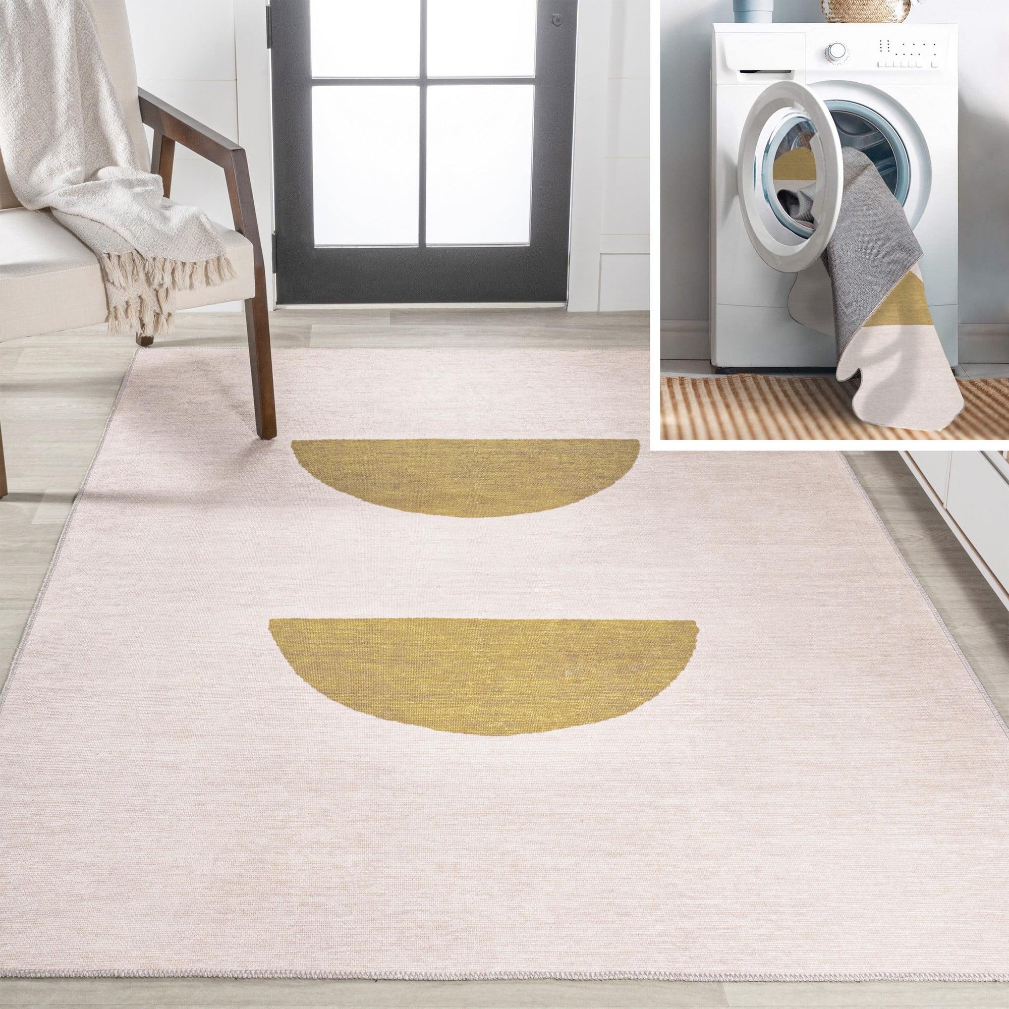 Luola Minimalist Geometric Machine-Washable Area Rug - JONATHAN Y