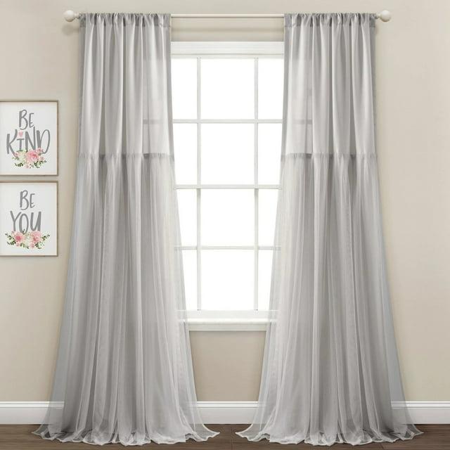Lush Decor Polyester Semi Sheer Curtain Pair (Set of 2)