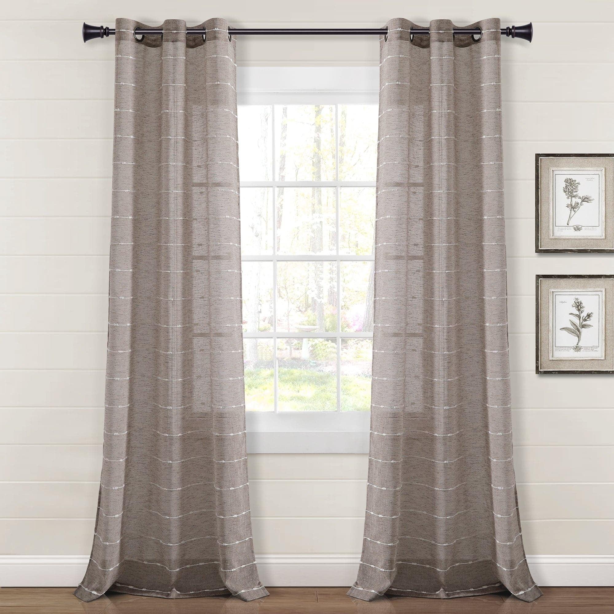 Farmhouse Textured Sheer Polyester Sheer Curtain Pair (Set of 2)