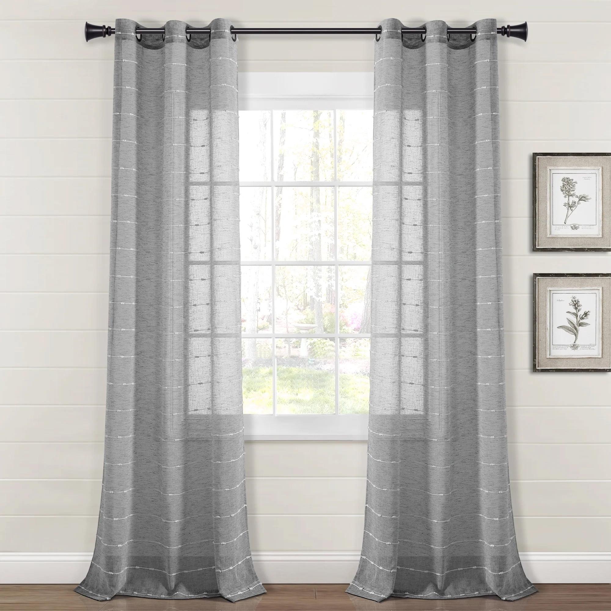 Lush Decor Farmhouse Textured Sheer Polyester Sheer Curtain Pair (Set of 2)