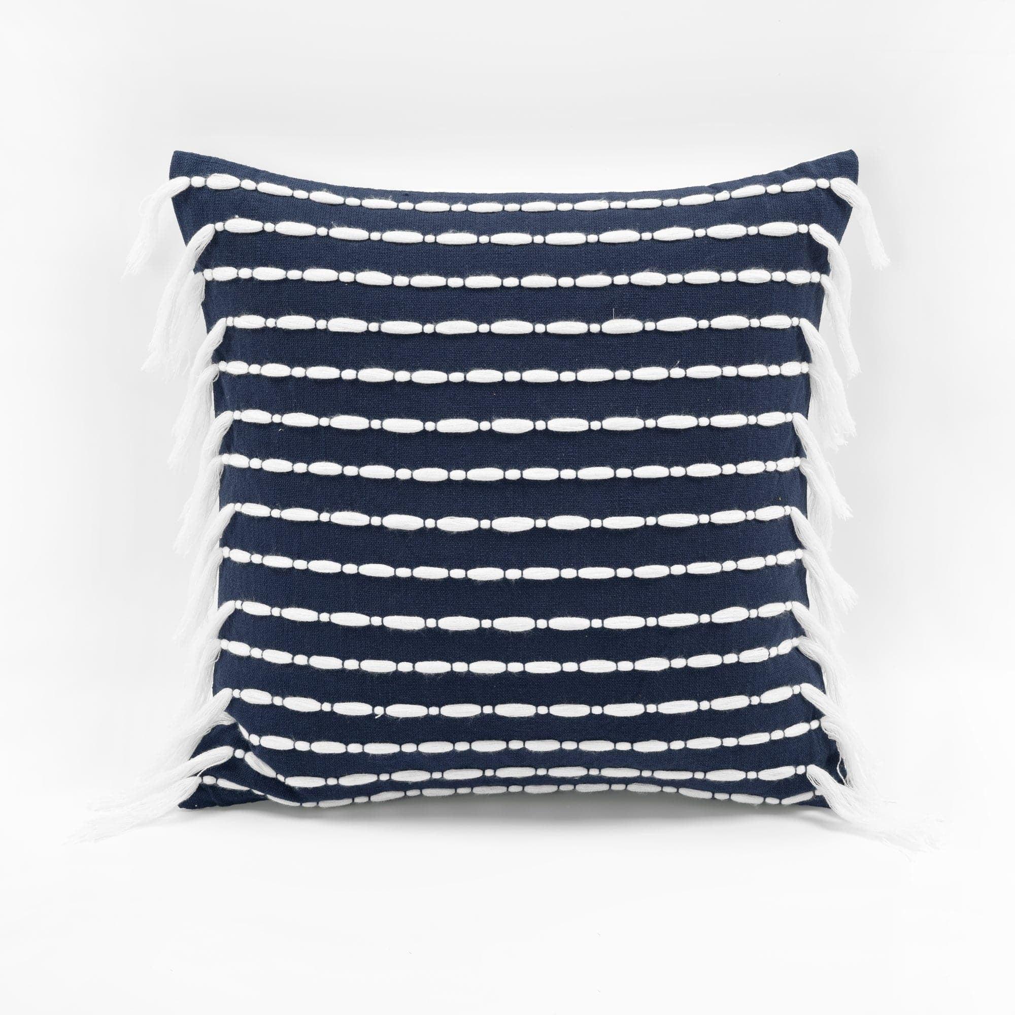 20"x20" Oversize Linear Family-Friendly Cotton Pillow Cover with Tassel - Lush Décor