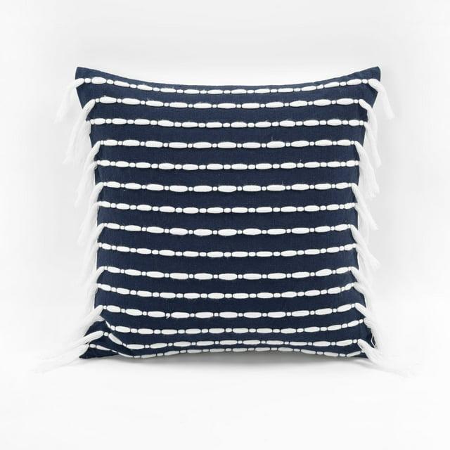 20"x20" Oversize Linear Family-Friendly Cotton Pillow Cover with Tassel - Lush Décor