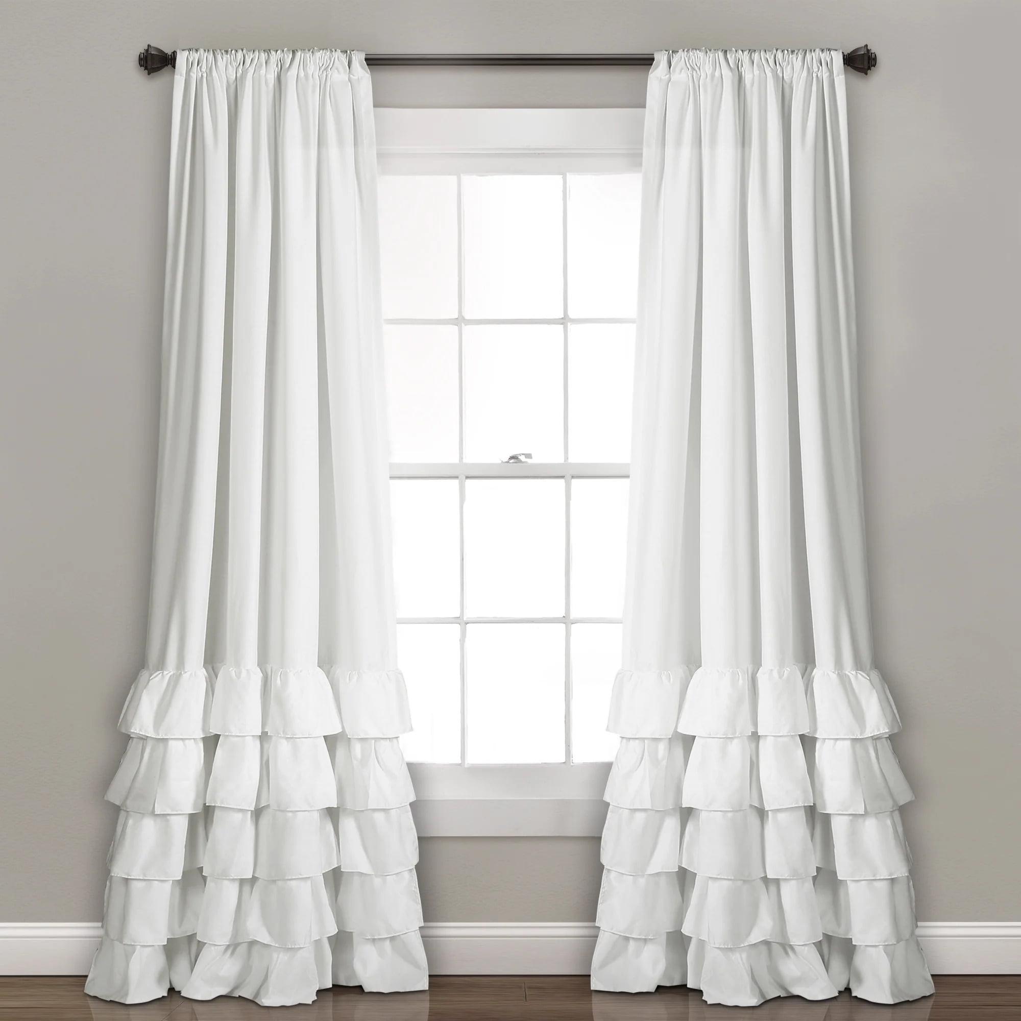 Lush Decor Allison Ruffle Polyester Semi Sheer Curtain Pair (Set of 2)