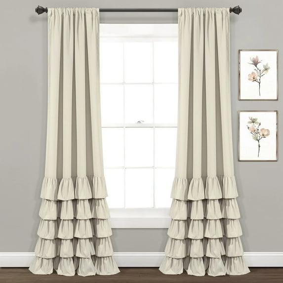 Lush Decor Allison Ruffle Polyester Semi Sheer Curtain Pair (Set of 2)