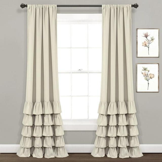 Lush Decor Allison Ruffle Polyester Semi Sheer Curtain Pair (Set of 2)