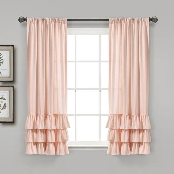 Lush Decor Allison Ruffle Polyester Semi Sheer Curtain Pair (Set of 2)