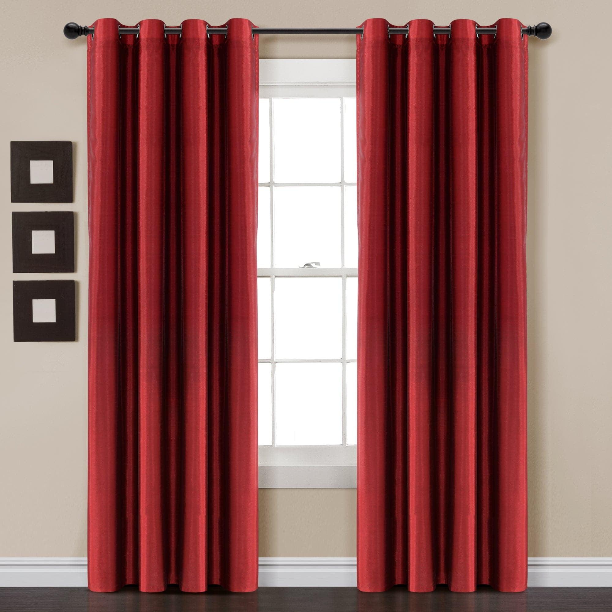 Red Faux Silk Blackout Grommet Window Panel