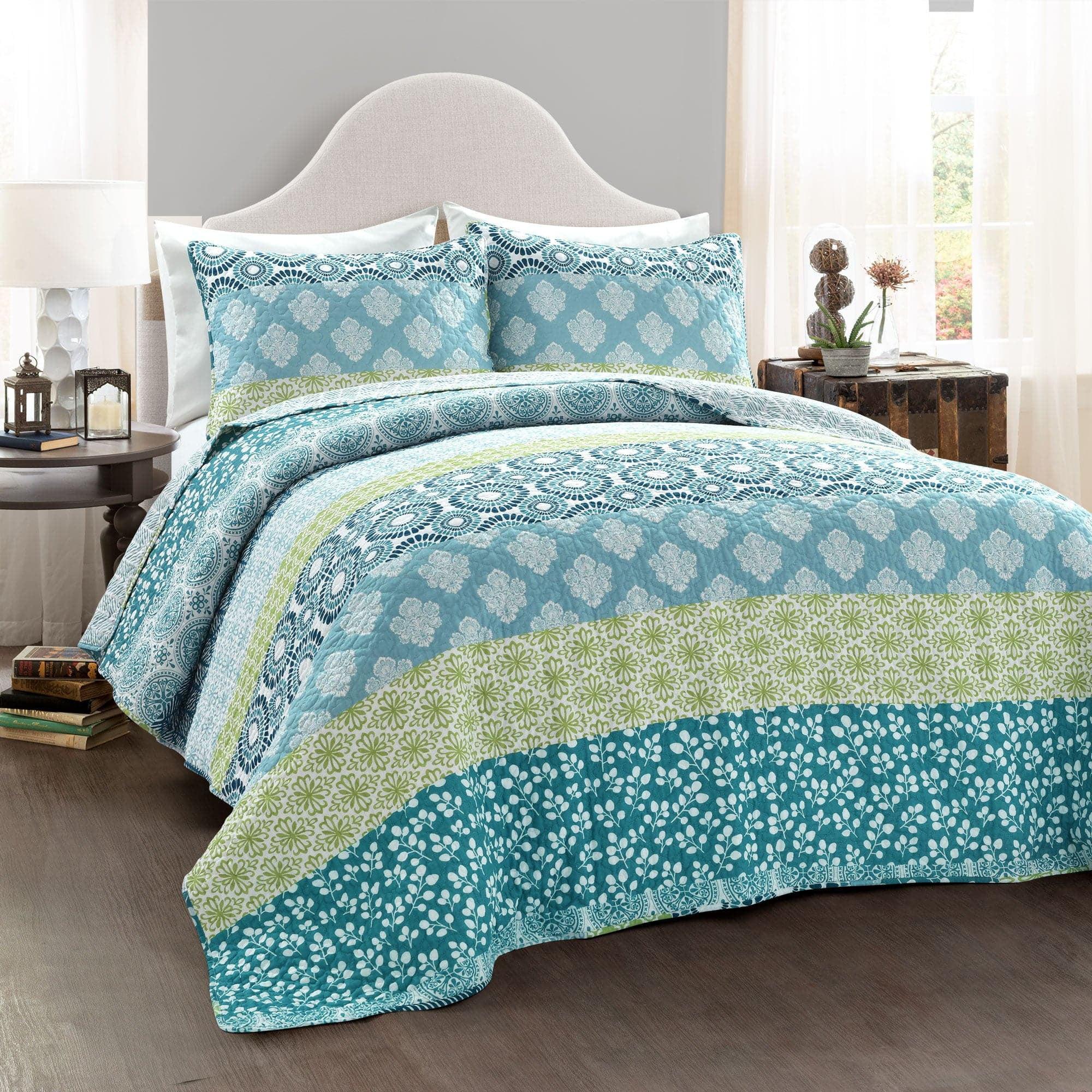 Lush Decor Bohemian 100% Cotton Reversible 3-Piece Quilt Set
