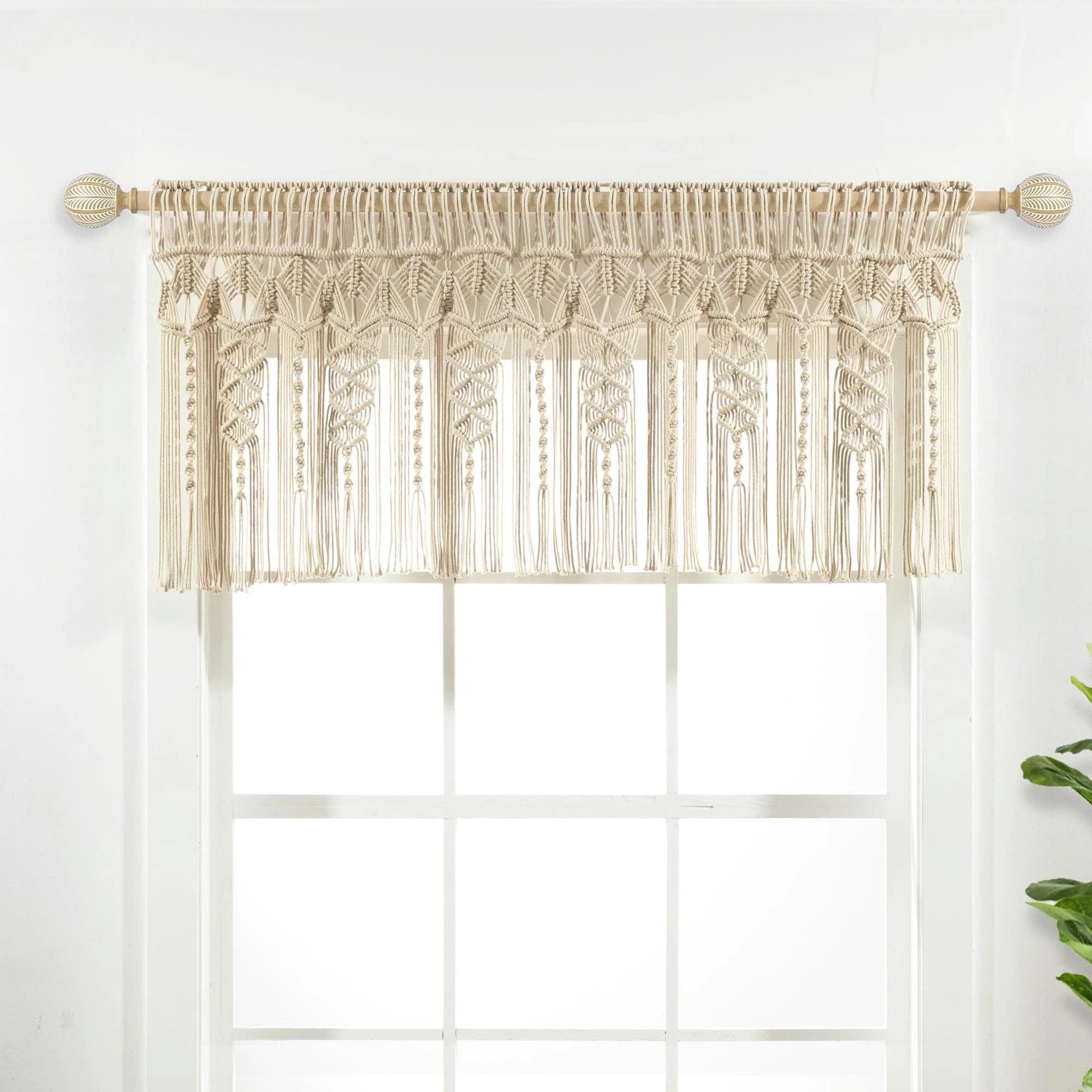 Neutral Hand-Woven Cotton Macrame Boho Valance