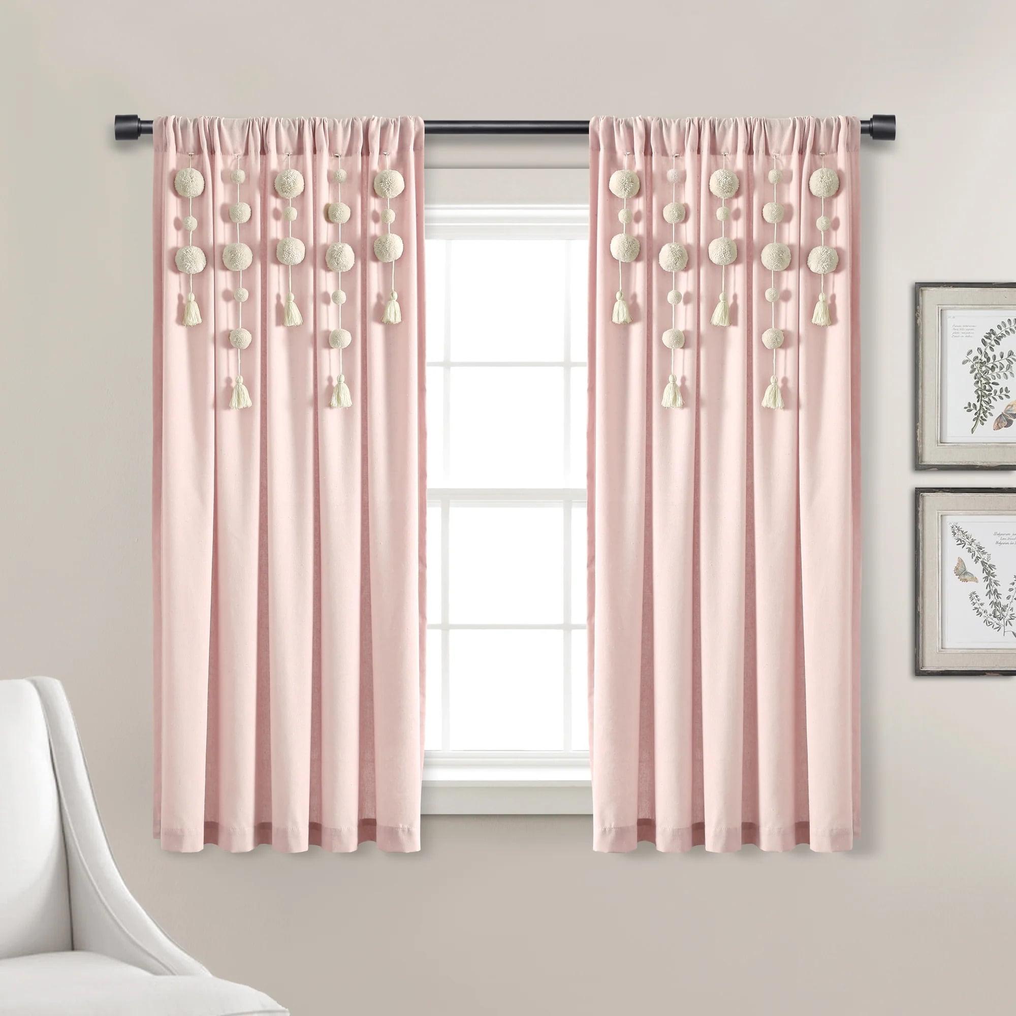 Lush Decor Boho Macrame Tassel Single Window Curtain Panel - Gray - 84 x 40