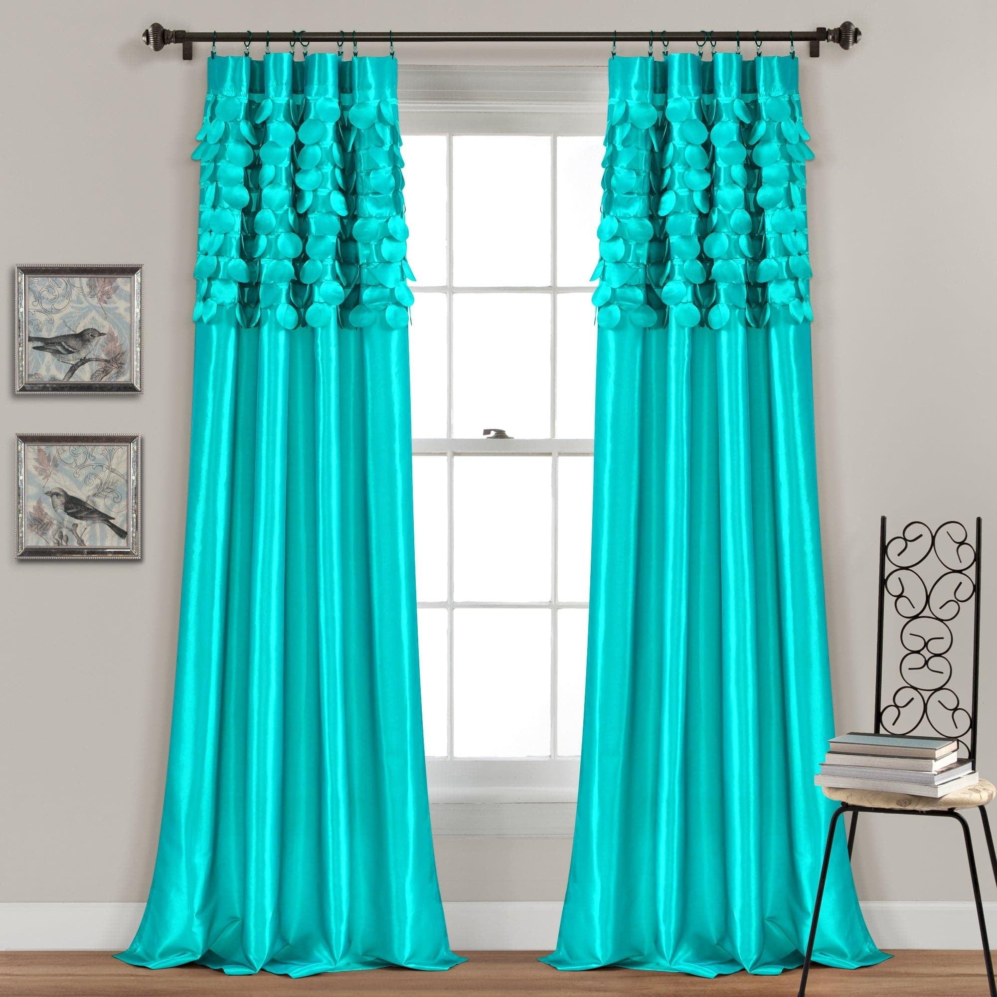 Turquoise Polyester Light-Filtering Rod Pocket Window Panel Set