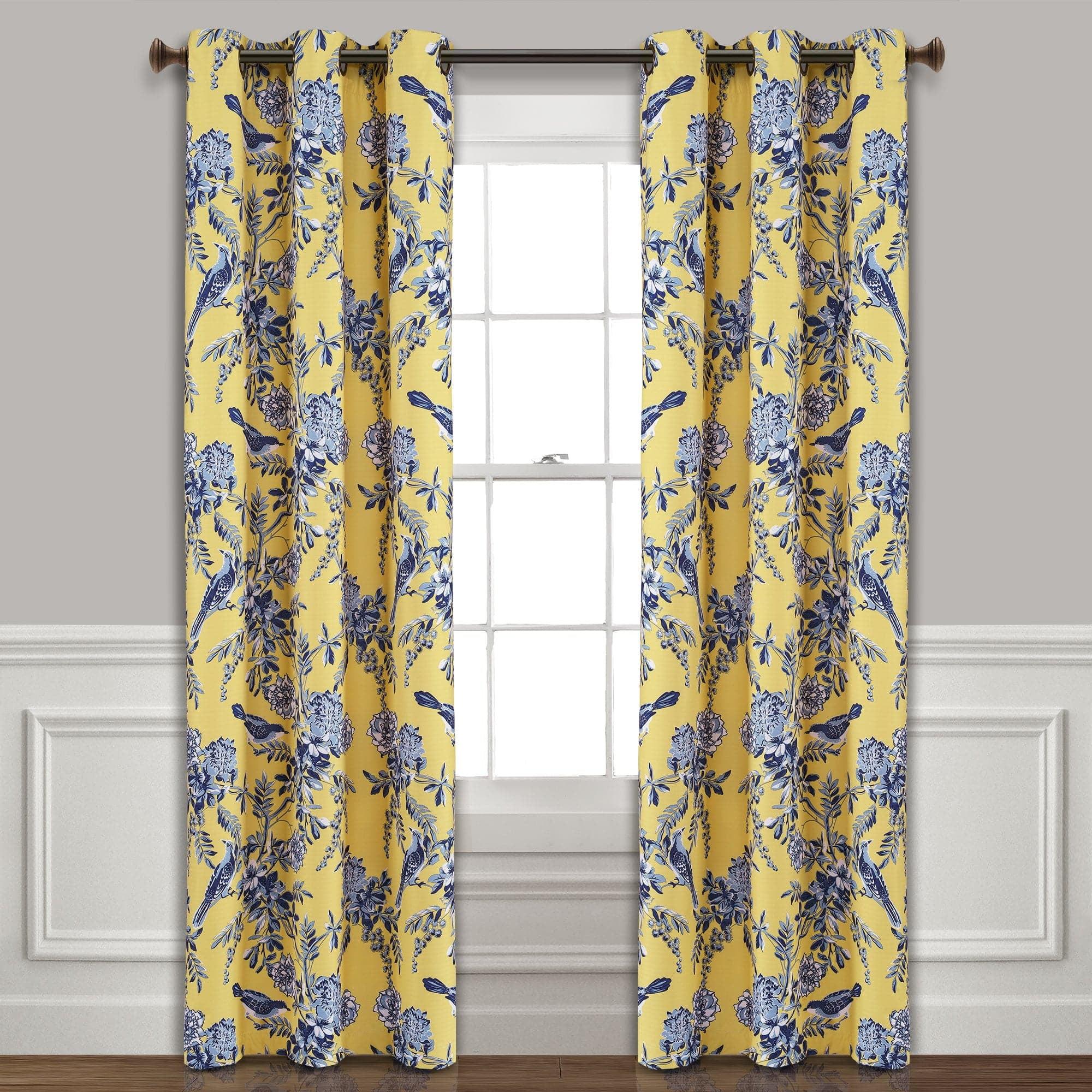 Lush Decor Farmhouse Bird And Flower Polyester Curtain Pair (Set of 2)