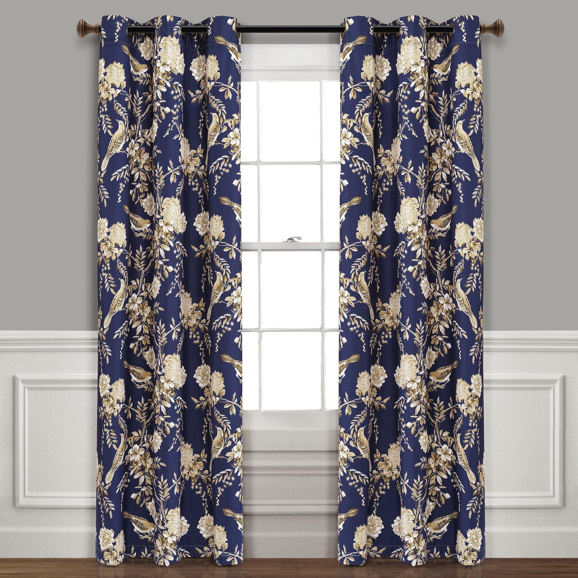 Lush Decor Farmhouse Bird And Flower Polyester Curtain Pair (Set of 2)