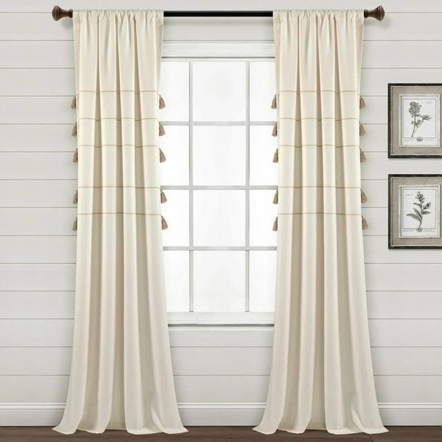 Lush Decor Farmhouse Boho Stripe Window Curtain Panels - Gray Ombre - 42 X 84