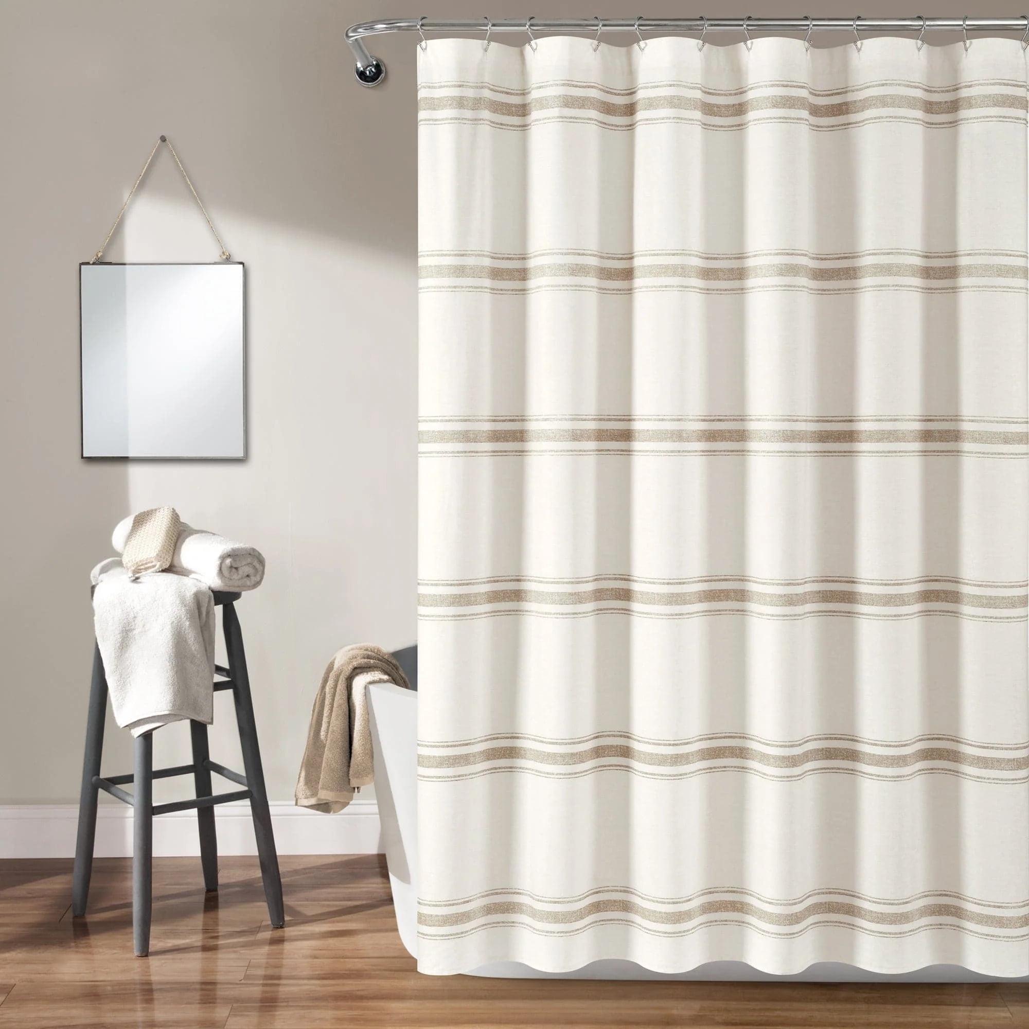 Farmhouse Striped Shower Curtain - Lush Décor