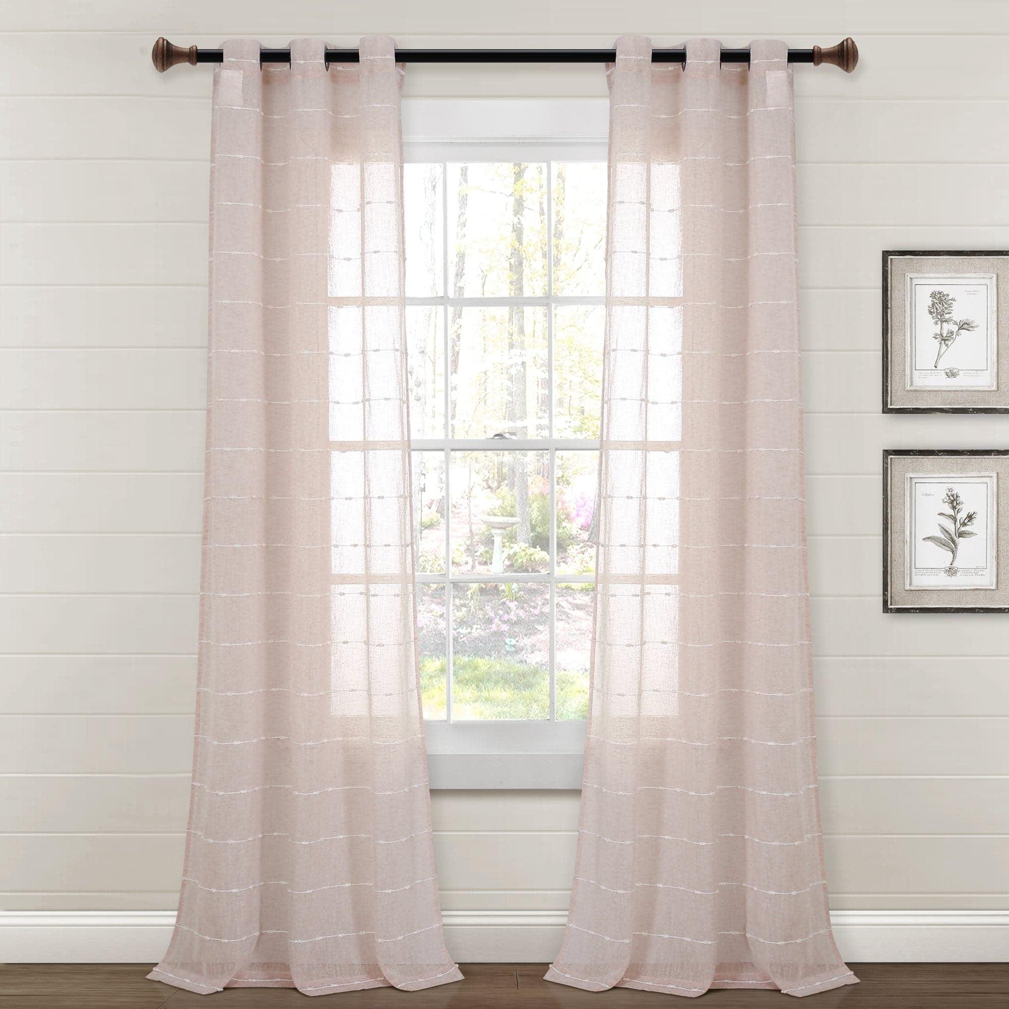 Farmhouse Textured Sheer Polyester Sheer Curtain Pair