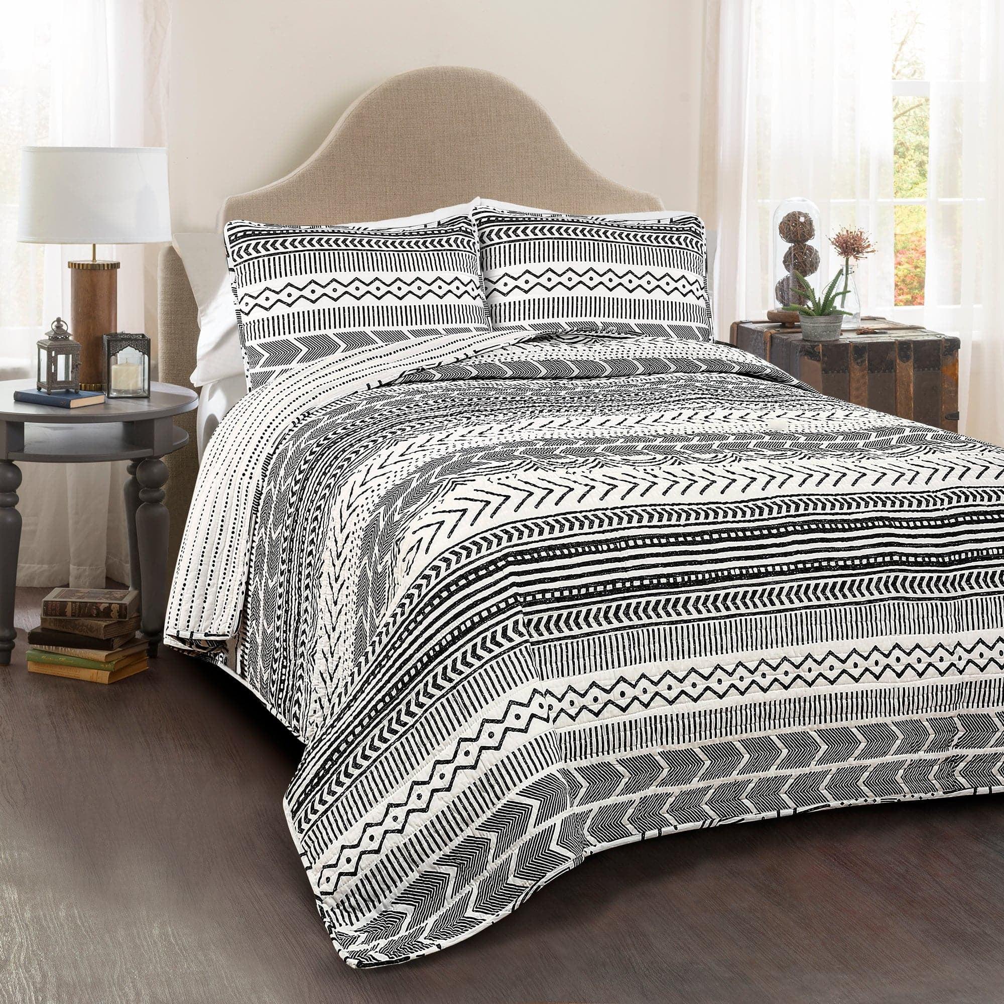 Lush Décor 3pc Hygge Geo Reversible Cotton Quilt & Sham Set