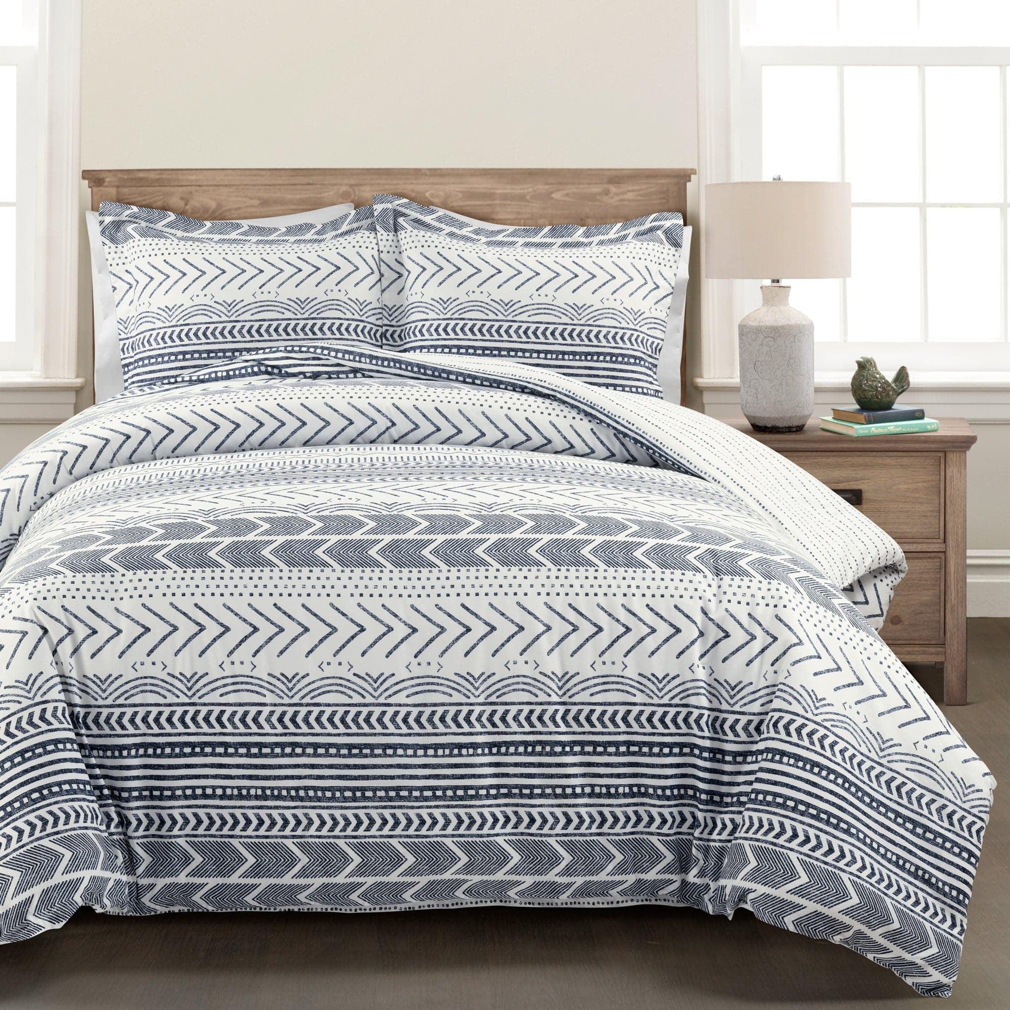 Lush Décor 3pc Hygge Geo Reversible Cotton Quilt & Sham Set