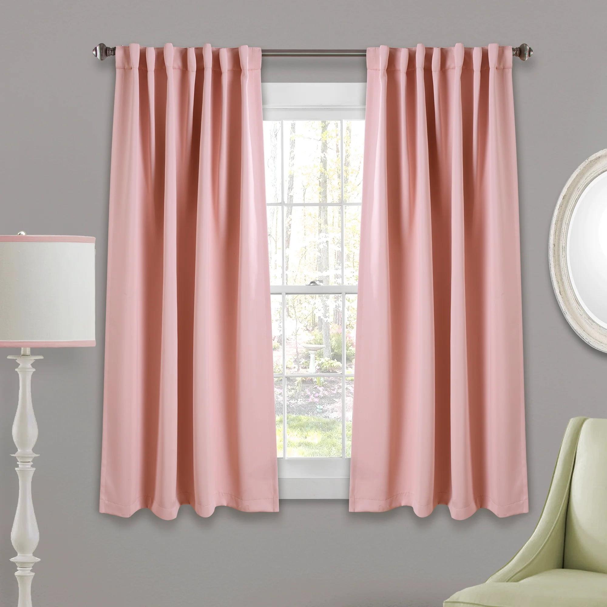 Pink Polyester Blackout Nursery Window Panels with Rod Pocket