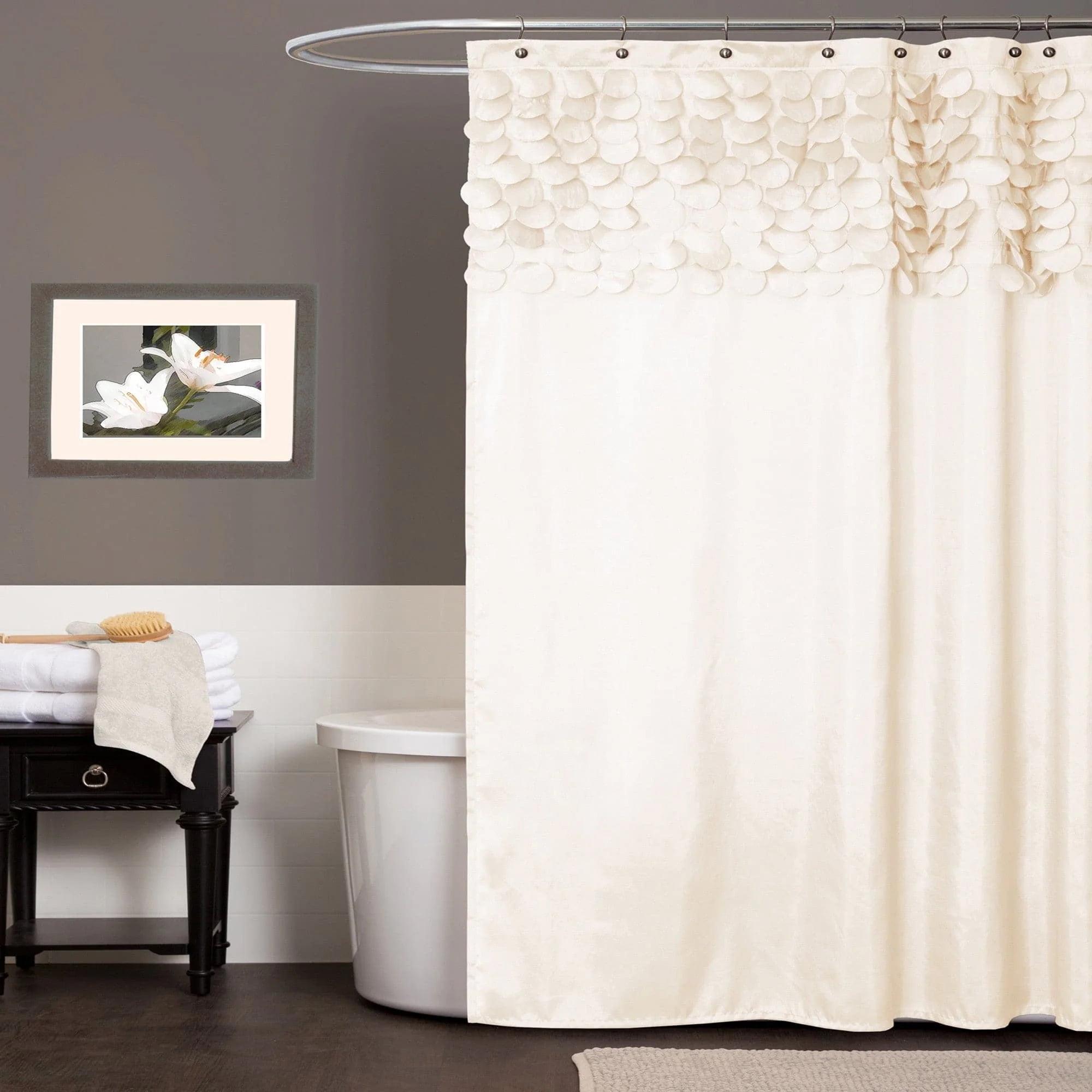 Lush Decor Lillian Solid Shower Curtain, 72x72, Beige, Single