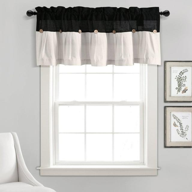 Lush Decor Linen Button Cotton Blend Tailored Window Valance