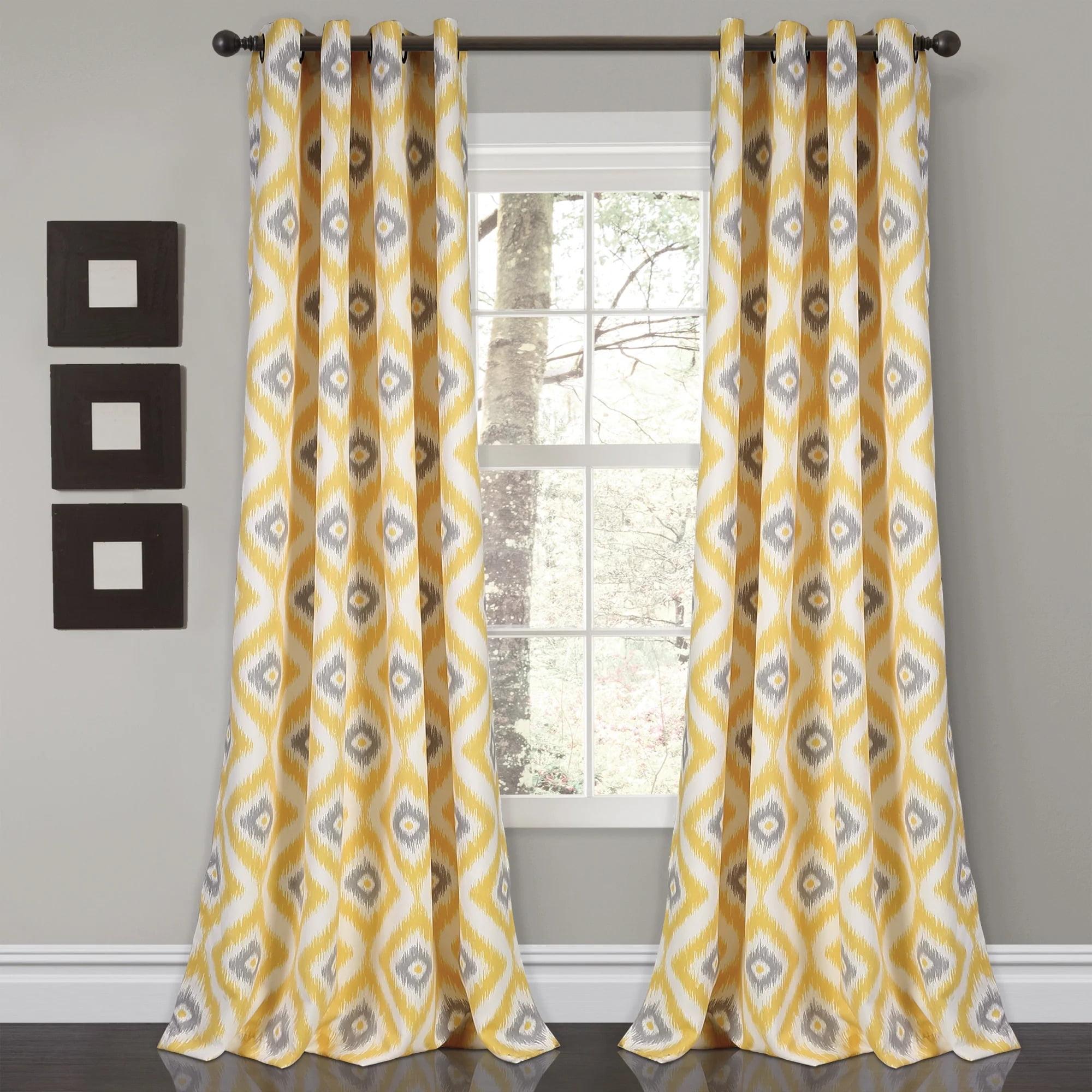 Lush Decor Diamond Ikat Polyester Semi Sheer Curtain Pair (Set of 2)
