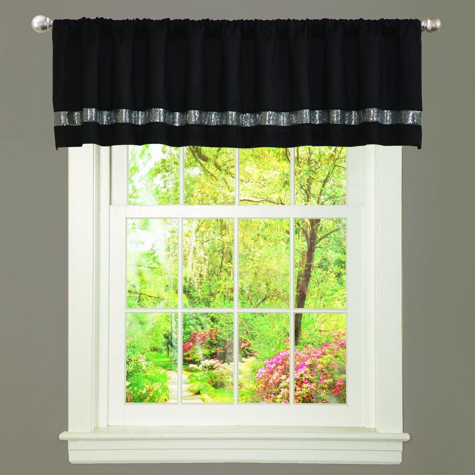 Lush Decor Night Sky Curtain Valance (Single Panel), Black and Gray