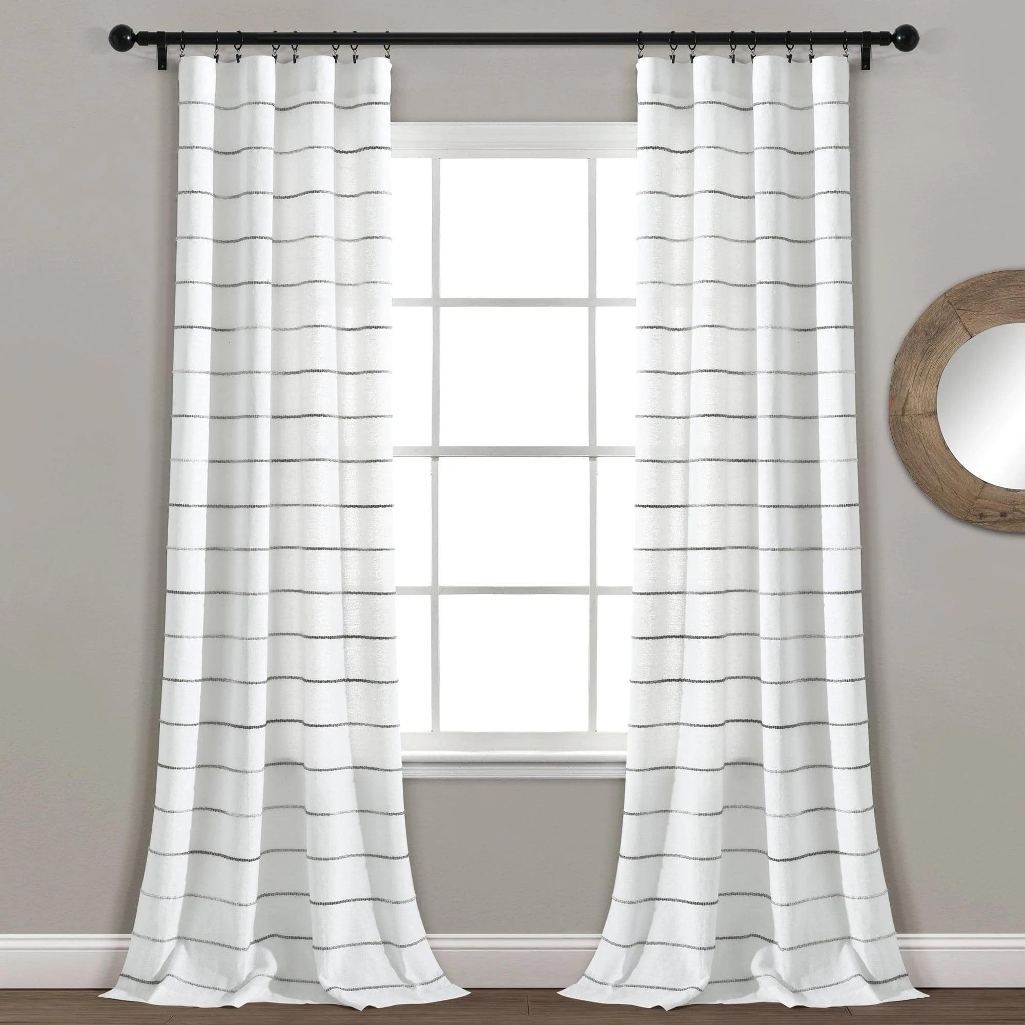 Gray Ombre Stripe Cotton Polyester Light-Filtering Curtains