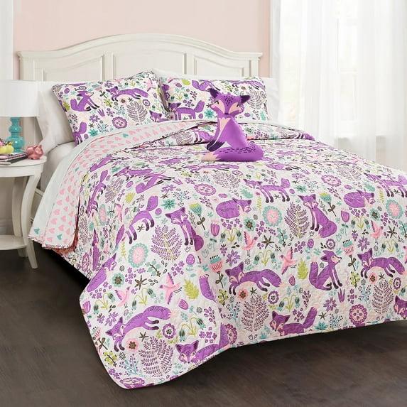 Lush Decor Microfiber Reversible Traditional 4 Piece Quilt Set