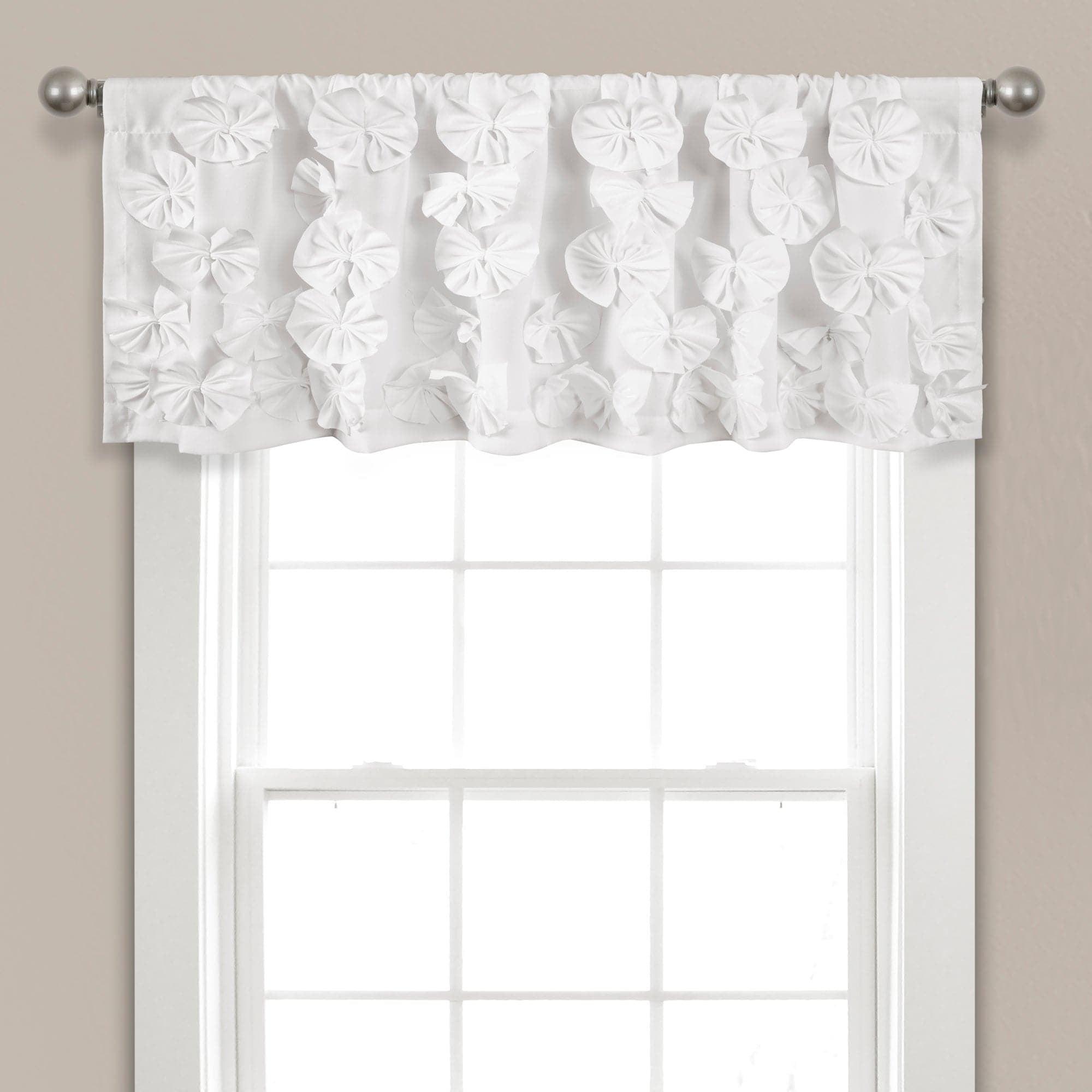 White Cascading Bow Rod Pocket Window Valance