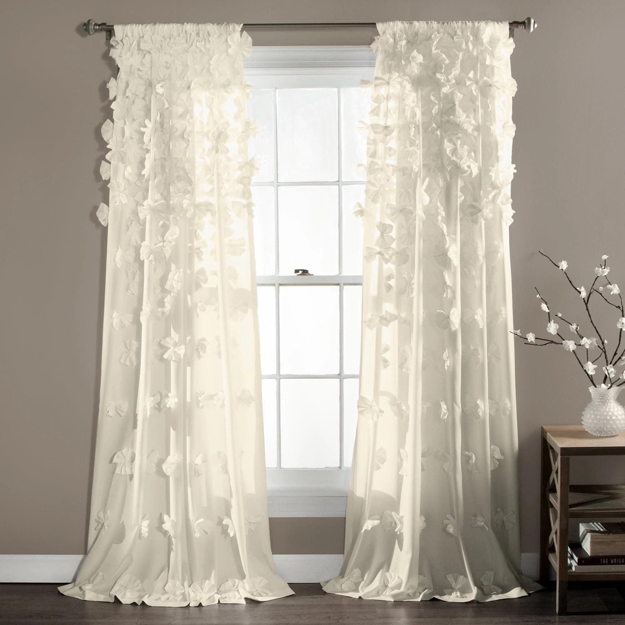 Lush Decor Riley Polyester Semi Sheer Curtain Single Panel