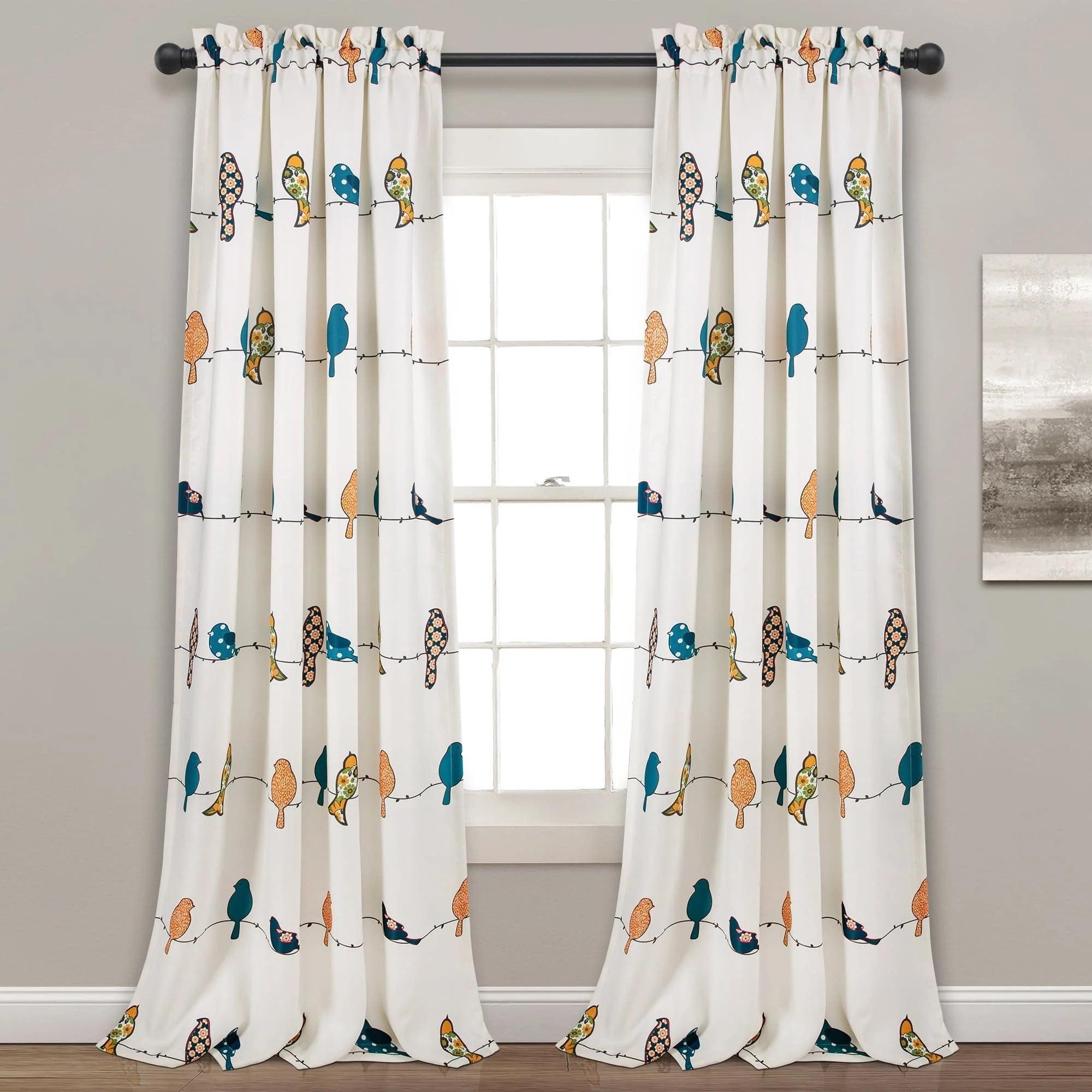 Frifoho Rowley Birds Room Darkening Thermal Rod Pocket Curtain Panels (Set of 2)