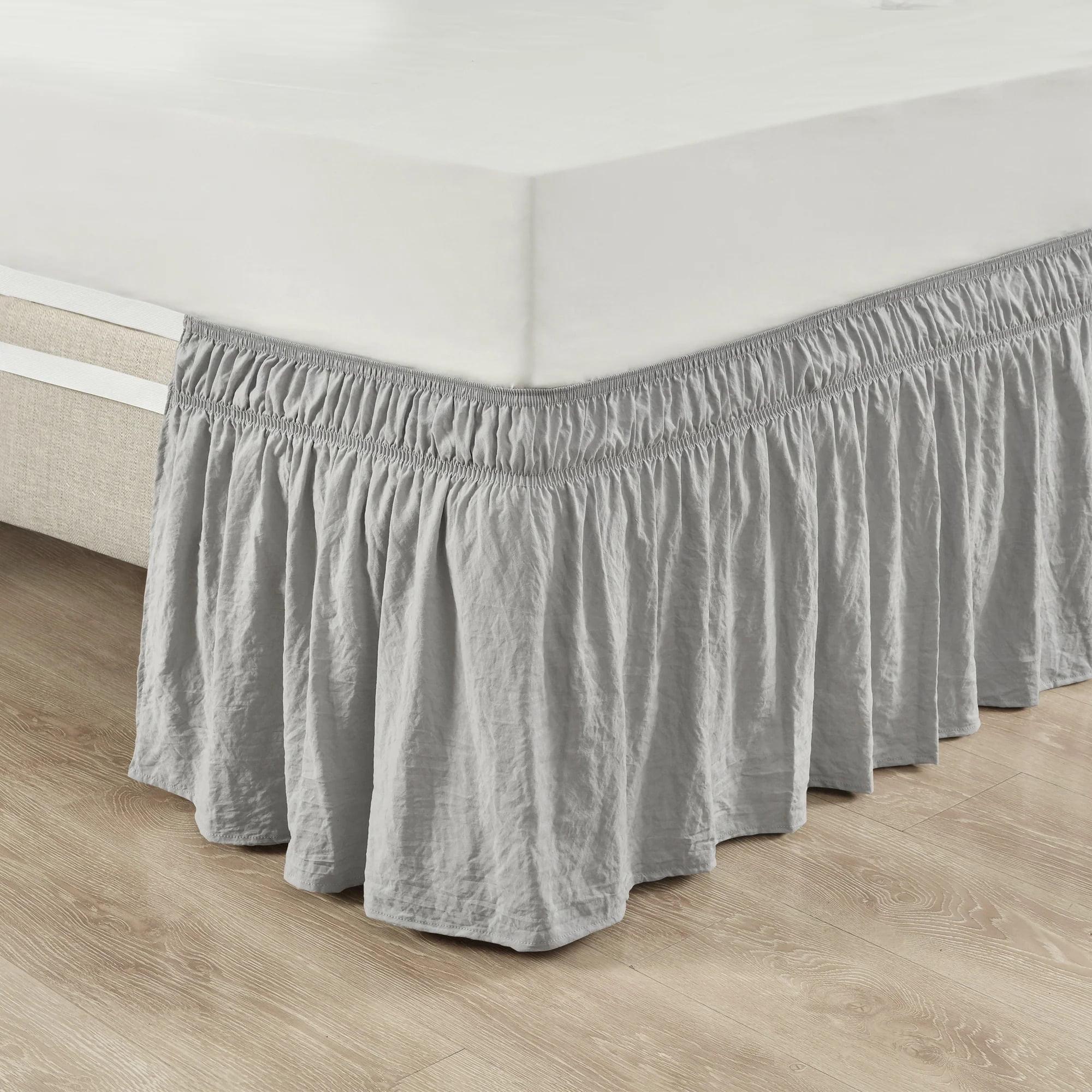 Ruched Ruffle Elastic Easy Wrap Around Bedskirt - Lush Décor